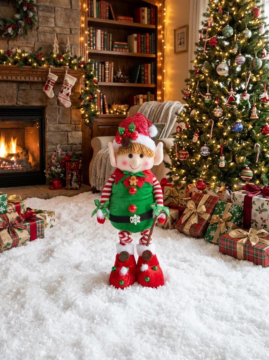 Hand Decorated Boy Christmas Elf Festive Figure photo 3