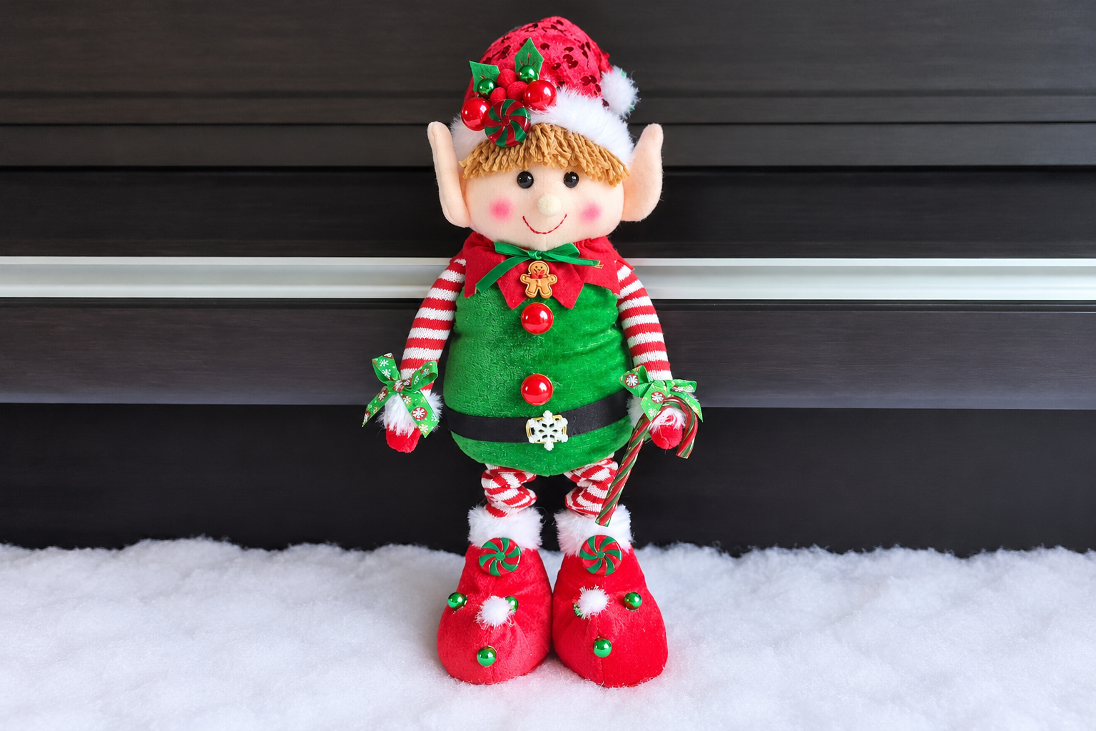 Hand Decorated Boy Christmas Elf Festive Figure