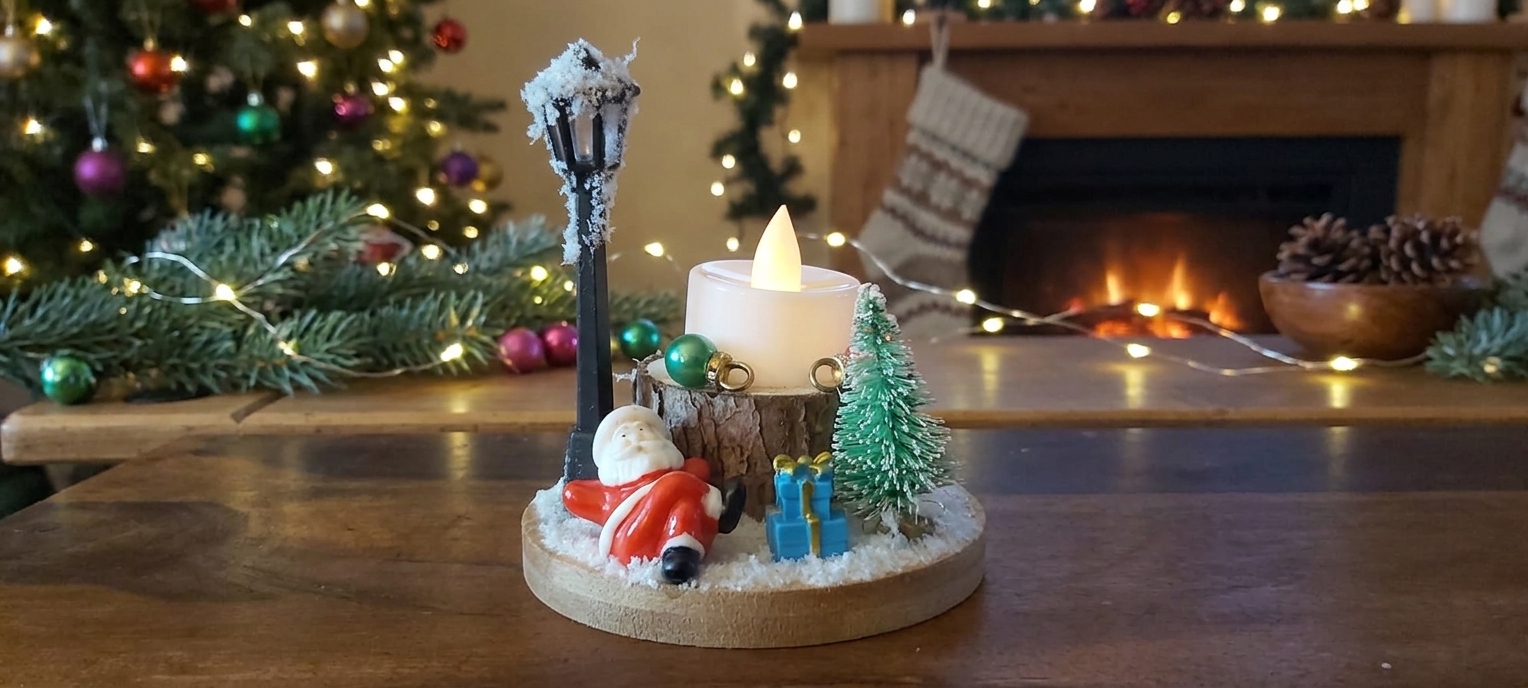 Handmade Miniature Christmas Scene Display