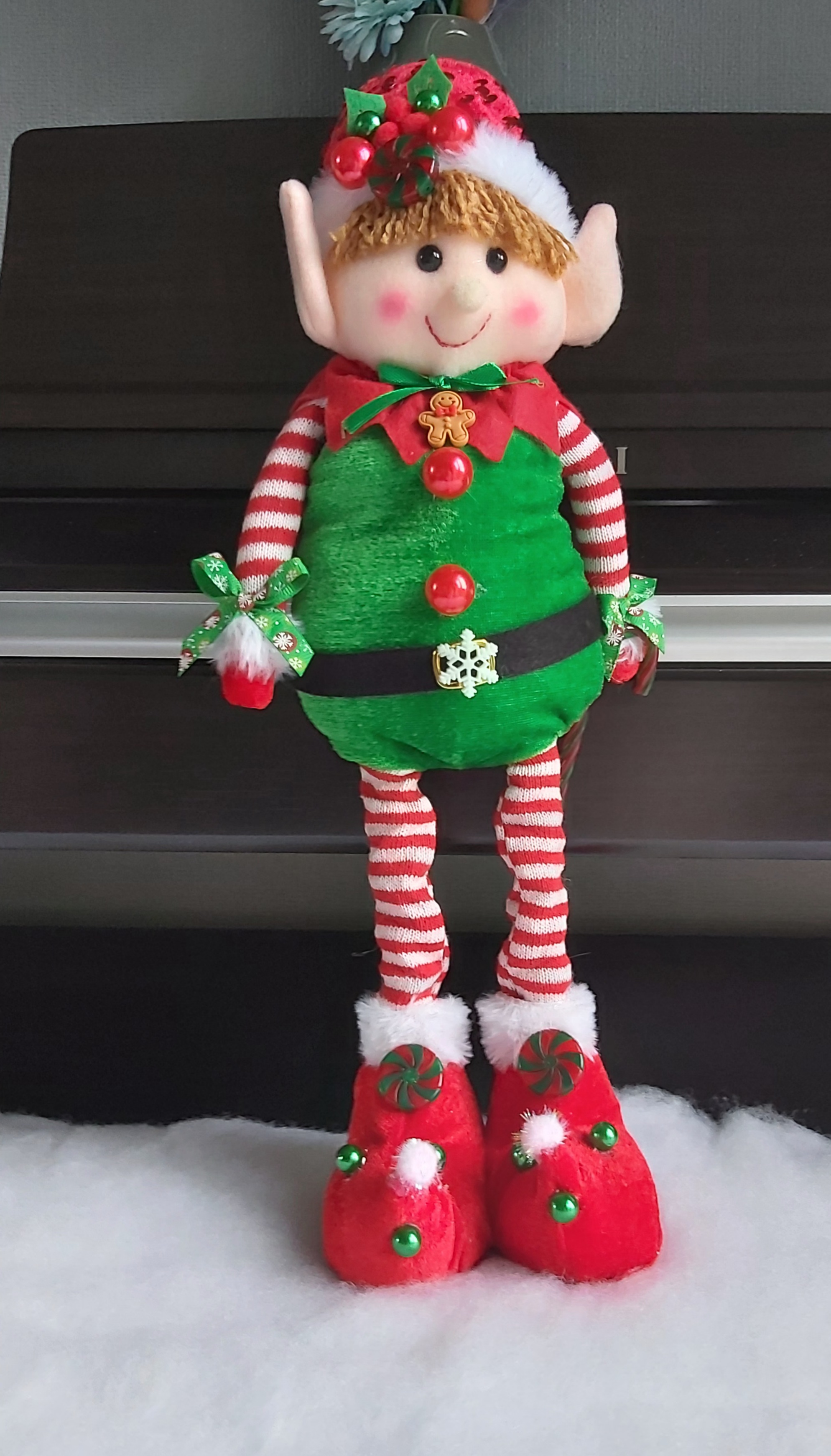 Hand Decorated Boy Christmas Elf Festive Figure photo 2