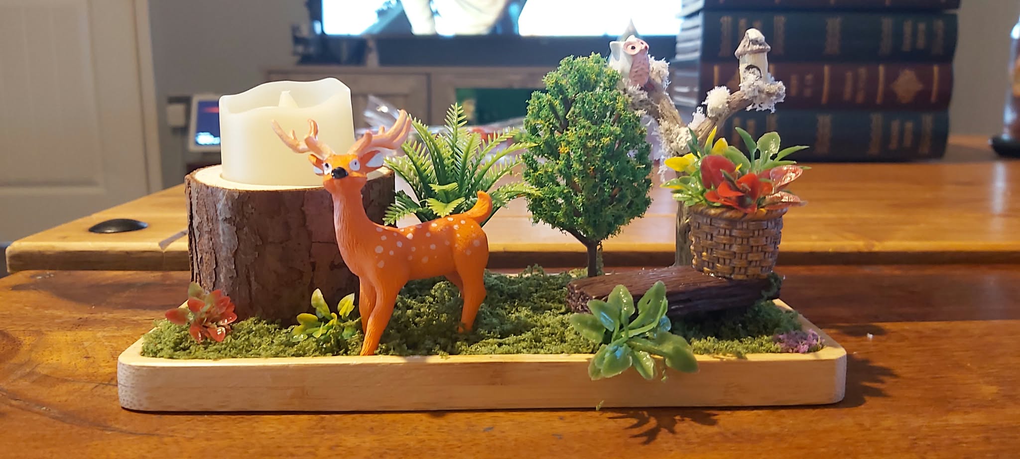 Handmade Woodland Scene Table Centrepiece with Deer and Trees photo 3