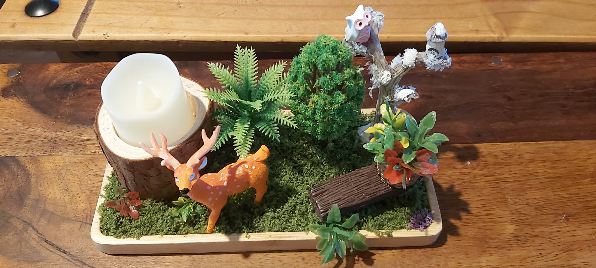 Handmade Woodland Scene Table Centrepiece with Deer and Trees photo 2