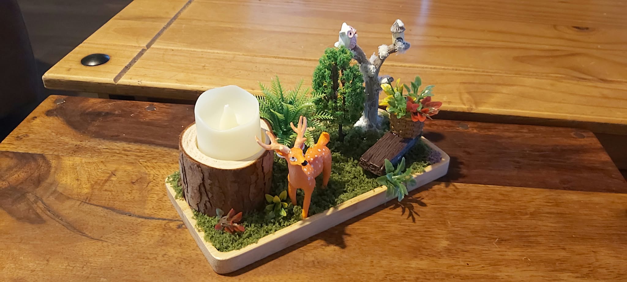 Handmade Woodland Scene Table Centrepiece with Deer and Trees photo 4